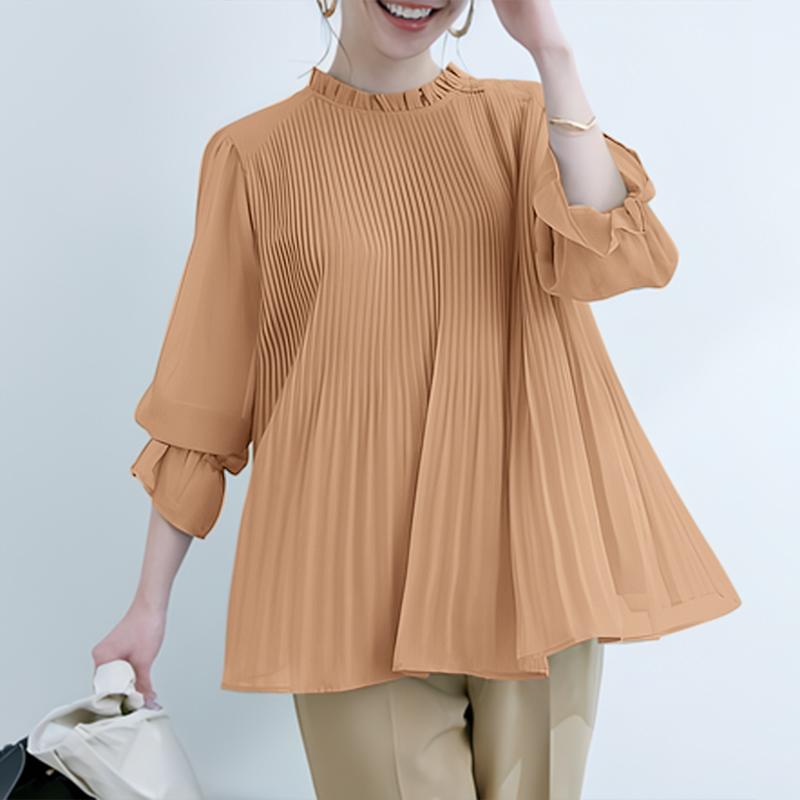 

ZANZEA Женская Свободная Повседневная Блузка с Круглым Вырезом И Длинными Рукавами Плиссированная 4XL хаки