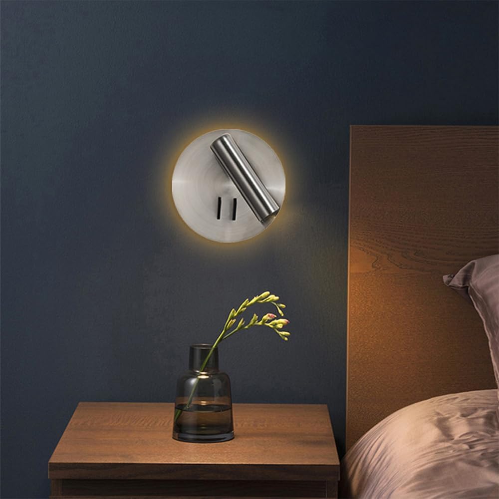 

Прикроватный настенный светильник для чтения, светодиодный настенный бра, регулируемый светильник для изголовья, вращение 350°+90°, настенные бра с жестким подключением, поворотные точечные светильники для спальни, гостиной