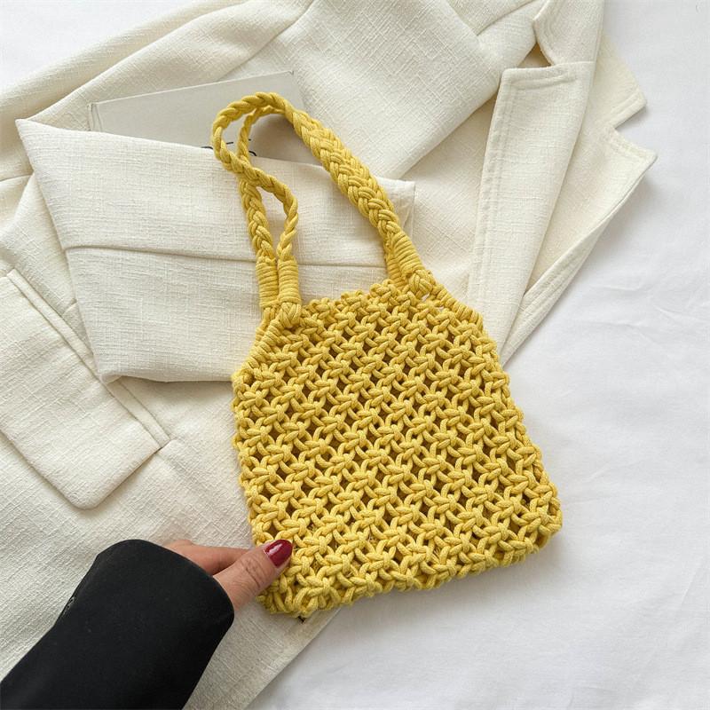 Chic Casual Woven Tote Bag For Women Retro Street Style Eye Catching Design жёлтый