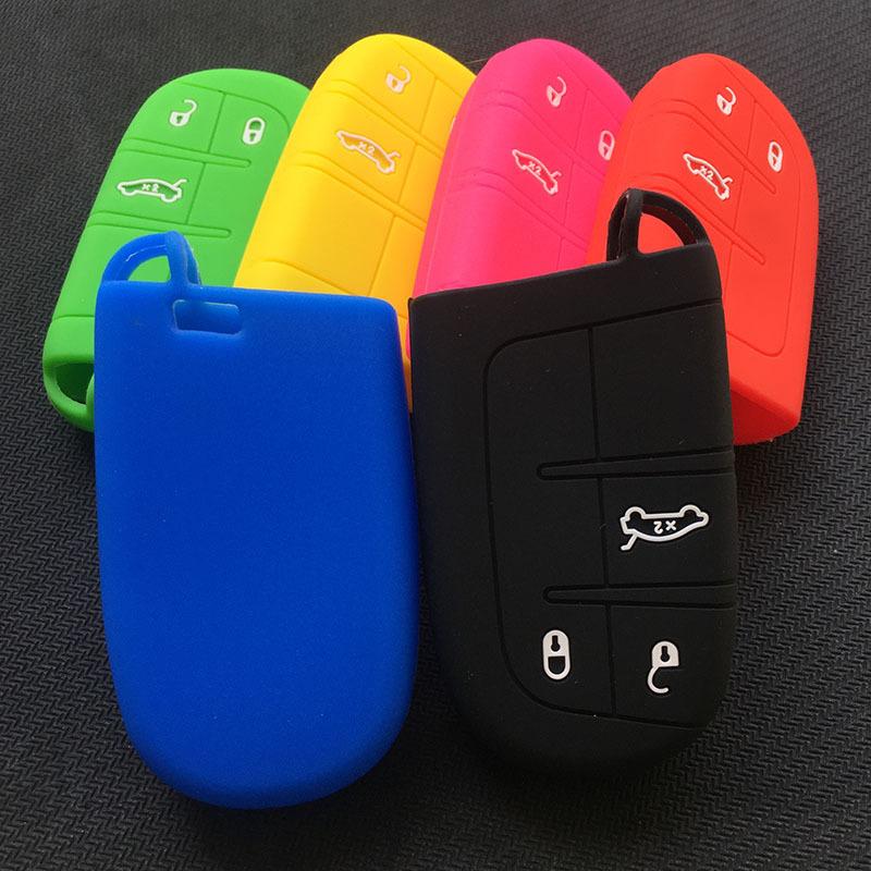 Slicone Car Key Cover Case Key Chain Protector For Jeep Grand Cherokee for Chrysler 300C Renegade for Fiat Freemont 2018
