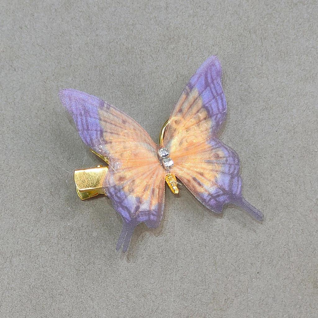 Gradient Butterfly Hairpin for Children - Cute Mesh and Alloy Duckbill Clip, Perfect for Hanfu and Fairy Styles