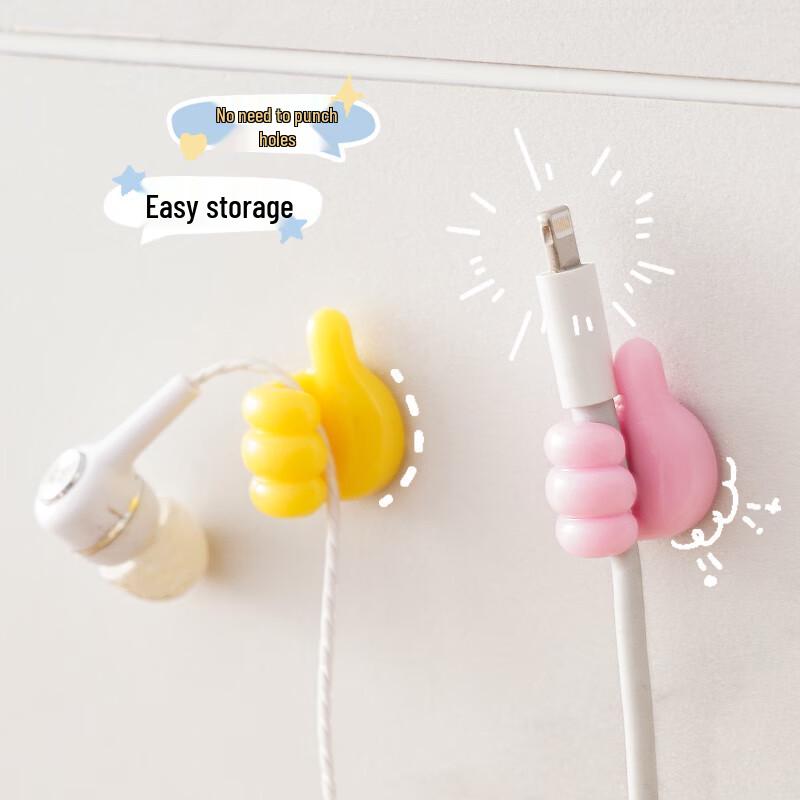 Thumb Adhesive Cable Organizer Hooks (10-Pack)