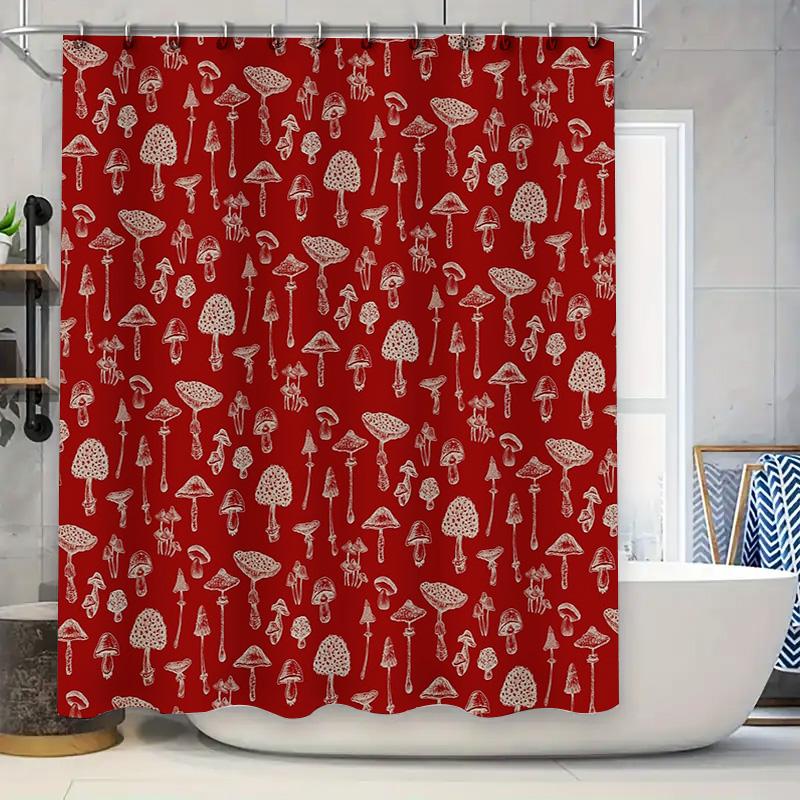 

Mushroom Shower Curtain Botanical Forest Nature Decor Bathroom Set Vintage Floral Pattern Waterproof Backdrop W60H190(CM)-1 Pcs