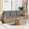 VidaXL Garden Lounge Set with Cushions 4 Pcs Beige Braided Resin 3221068