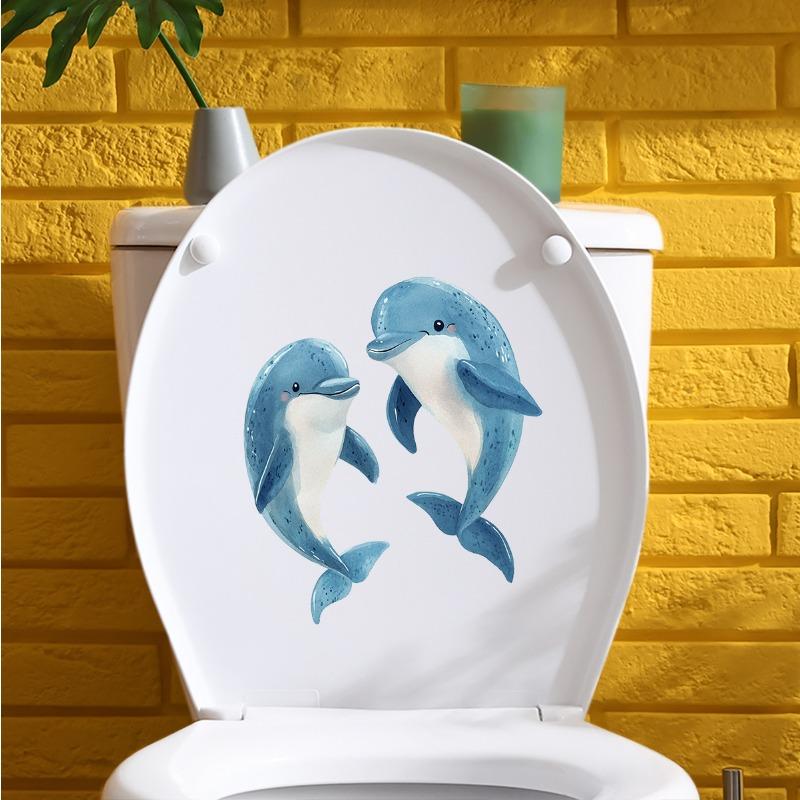 Blue Light Underwater World Dolphin Graphic Wall Stickers for Beautifying and Decorating Living Rooms and Bedrooms