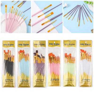 10Pcs/set Watercolor Acrylic Artist Paint Brush Set Nylon Hair Drawing Art Supply