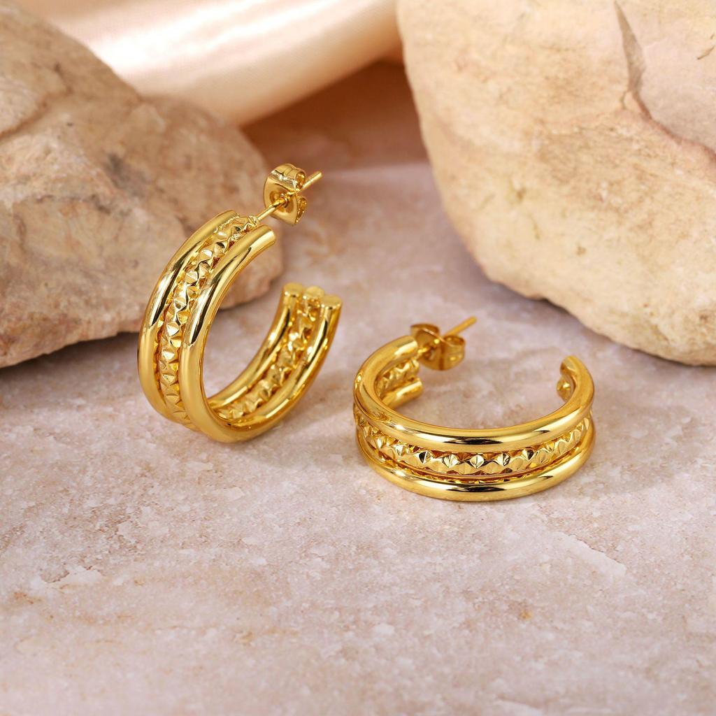 2025 Titanium Steel Twisted Braid Earrings - Light Luxury, New Style