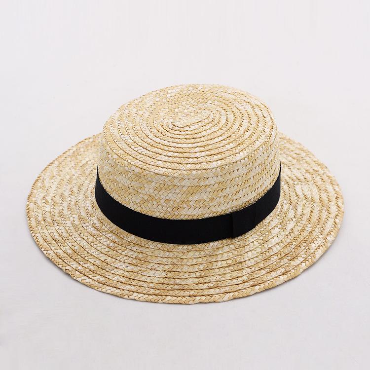 Mode Sommer Damen Breitkrempiger Naturstrohhut Chapeau Damen Sonnenhüte Boater Schwarz Panama Strandhut Sombrero Mujer Fedora Hut