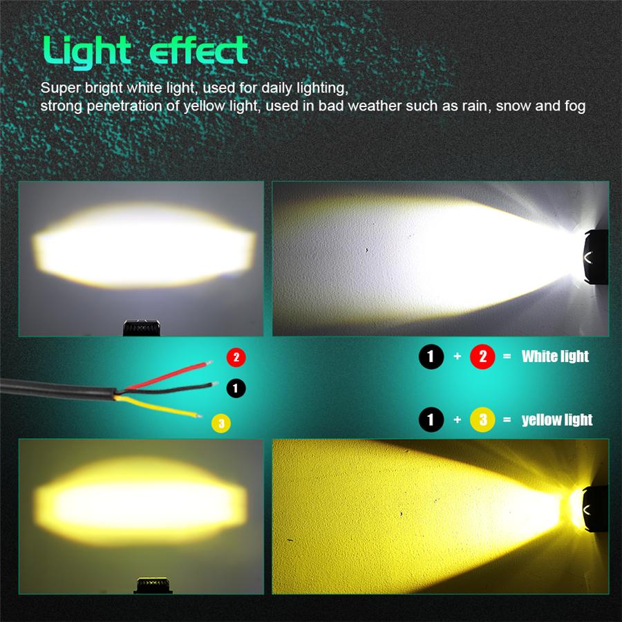 2Pcs 12D 3" 100W Led Motocycle Headlight 6000K 3000K LED Work Light Fog Lamp 12000LM for Moto Scooters ATV Car Truck 12V 24V