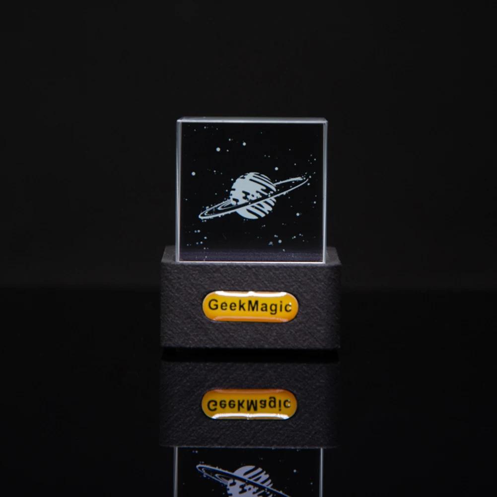 Crystal Cube Photo Display Holographic Desktop Smart Weather Station & Digital Clock with GIF Animations Album for Home Office
