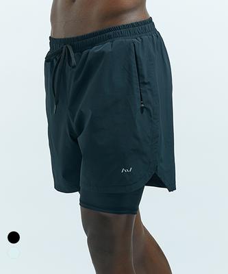 Leijibi Free Move 2-In-1 Running Shorts (Gym Wear, Running, Water) Two-In-One Men'S Knee-Length Leggings M Shorts (2 Colors)