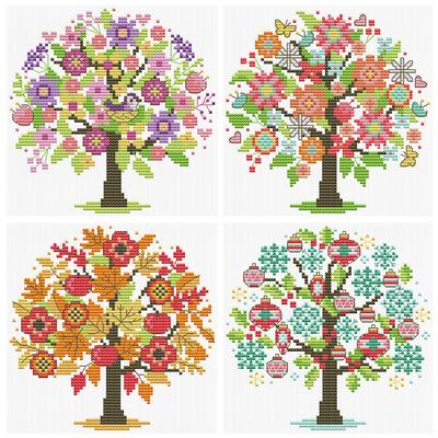 Partial Embroidery Eco-cotton Thread 14CT Printed Tree Cross Stitch Kit
