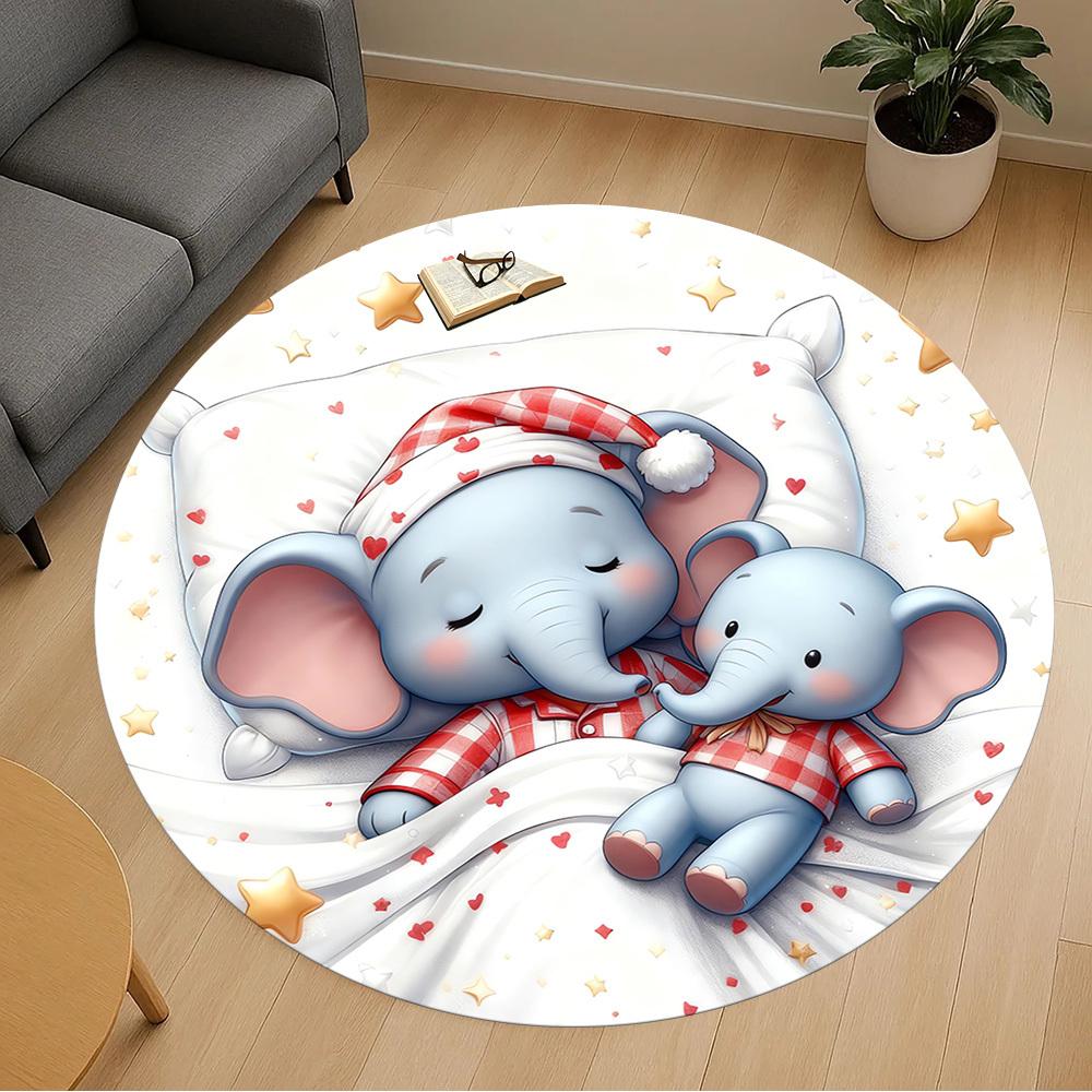 1pc elephant pajamas Round Chair mat Area Rug - Non-Slip, Floor Mat for Office, Bedroom, and Indoor Decor c1118248