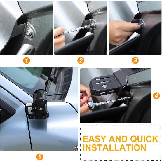 Hood Searchlight Holder and Antenna Mount Bracket Compatible with Toyota Tacoma 2024 2025 2026, Car Exterior Accessories