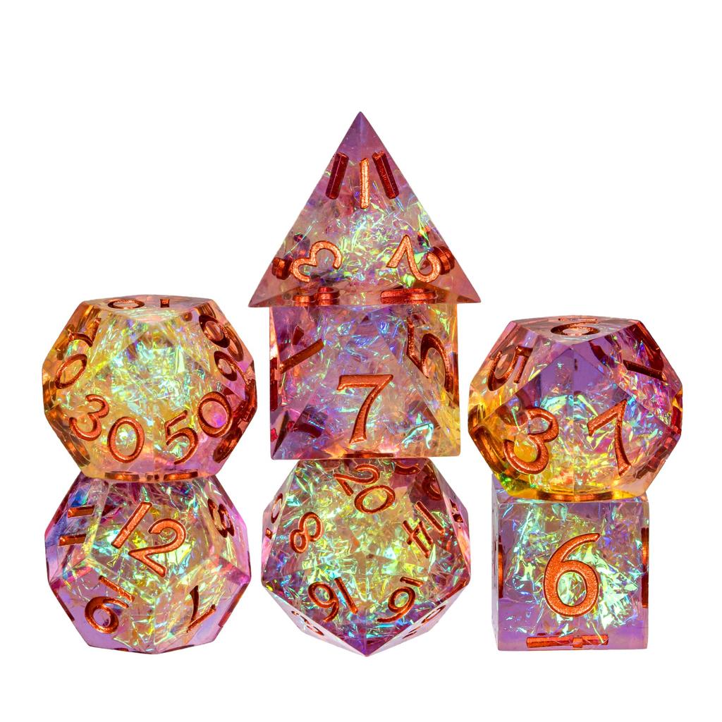 Cusdie Unique DND Dice Sharp Edges D4 D6 D8 D10 D% D12 D20 Polyhedral Dice Set for Dungeons&Dragons Tabletop Role Playing Games
