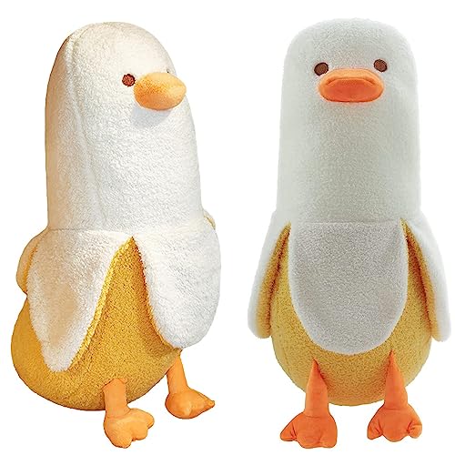 Homehalo Plush Banana Duck Body Pillow, Cute Animal, Fluffy, Long, Comfortable, Perfect for Sleeping Together, Mother's Day, or Christmas (50cm, White