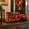 Pumpkin Castle Ghost Decor Halloween Wooden Tabletop Ornaments, Freestanding Solid Wood Letter Signs, Decorative Table Centerpiece Festive Holiday
