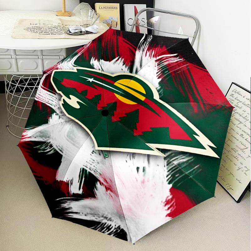 Minnesota Hockey Team Umbrella Folding Umbrella, Automatic Umbrella 8-Frame for Travel, Camping Use Gift for Halloween Christmas