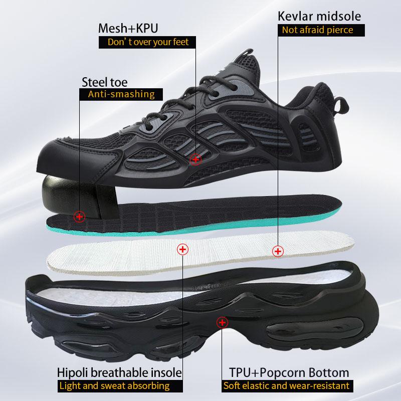New Fashion Texture Men Work Safety Shoes Sneakers Steel Toe Cap Indestructible Labor Protection Anti-smash Male Footwear