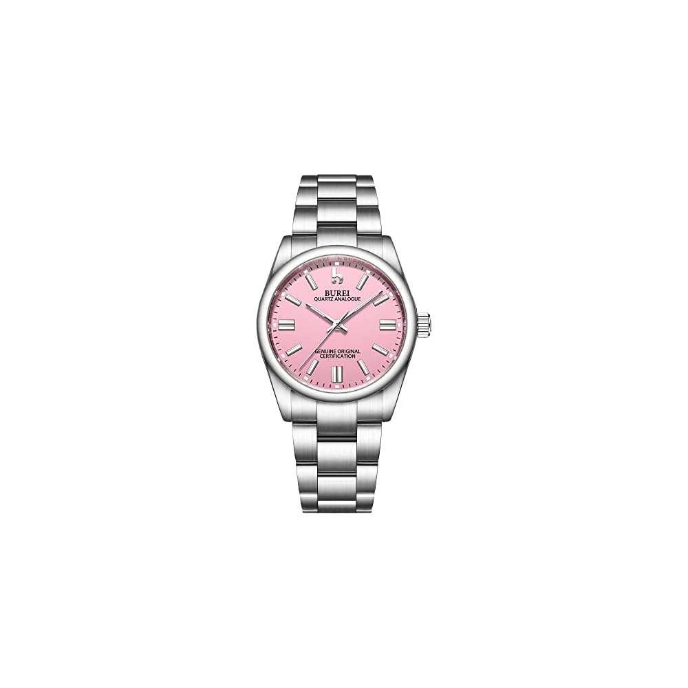 BUREI Women s Quartz Analog Watch Pink Waterproof Luxury Design