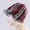 Lady Real Rex Rabbit Fur Hat Winter Knitted Natural Rex Rabbit Fur Caps Russia Women Warm Real Fur Beanies Hats