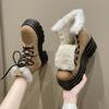 Women's Shoes 2024 Platform Concise Ankle Women's Boots Trend Daily Boots Women Round Toe Front Lace-up Square Heel Shoes Ladies