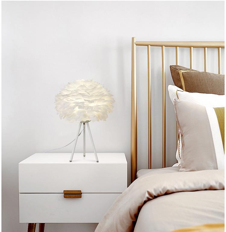 Nordic Gold Dimmable LED Feather Desk and Bedside Lamp