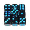 Set di 10 dadi neri rotondi da 16 mm in acrilico a 6 facce con pallini colorati per giochi da tavolo