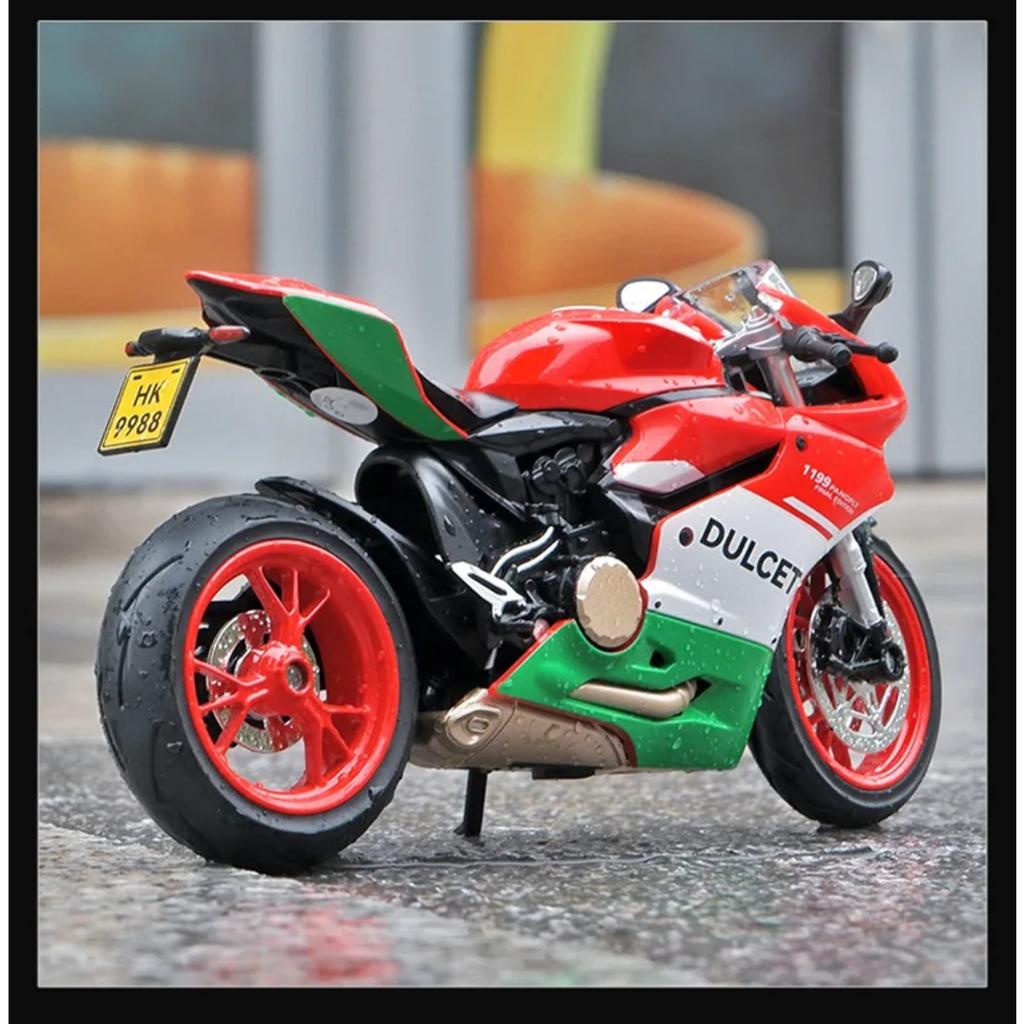 1/12 Ducati 1199 Panigale Alloy Racing Motorcycle Model Diecast Metal Toy Street Sports Motorcycle Model Sound and Light Childrens Gift
