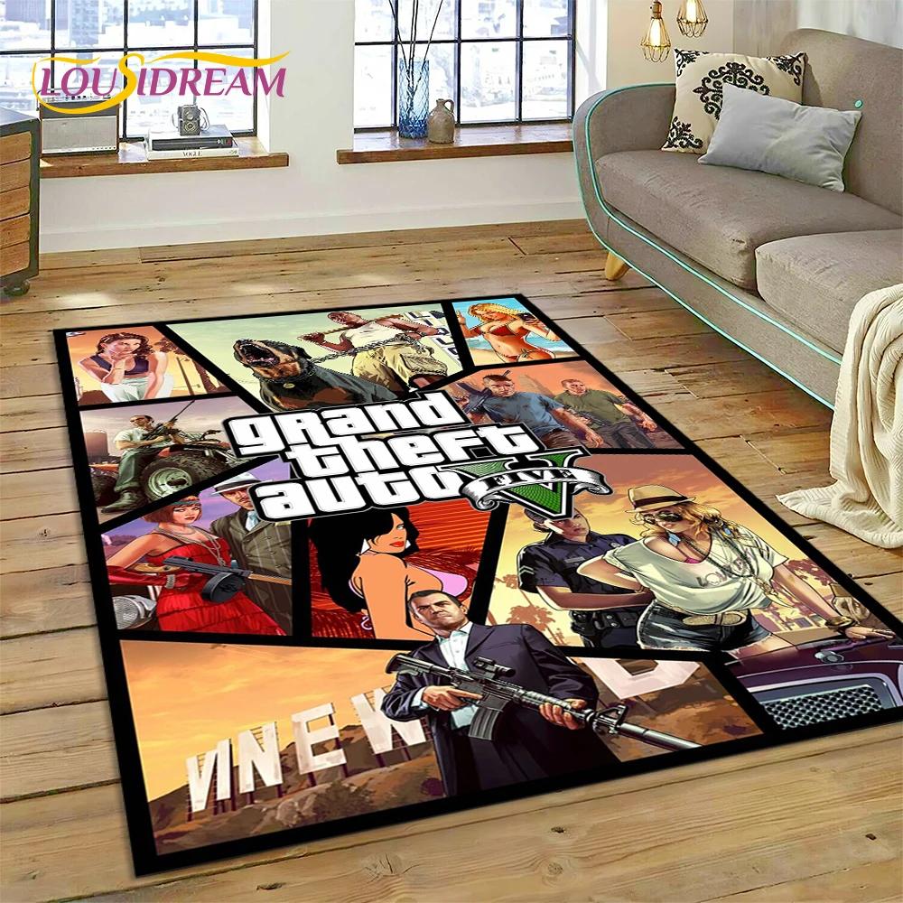 3D GTA Spiel Grand Theft Auto Gamer Teppich für Schlafzimmer Wohnzimmer Zuhause Sofa Dekoration, Kinder Spiel Große Dekor Bodenmatte