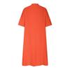 Women's Mid-Length V-Neck Cotton Linen Dress with Short Sleeves and Three-Button Pocket