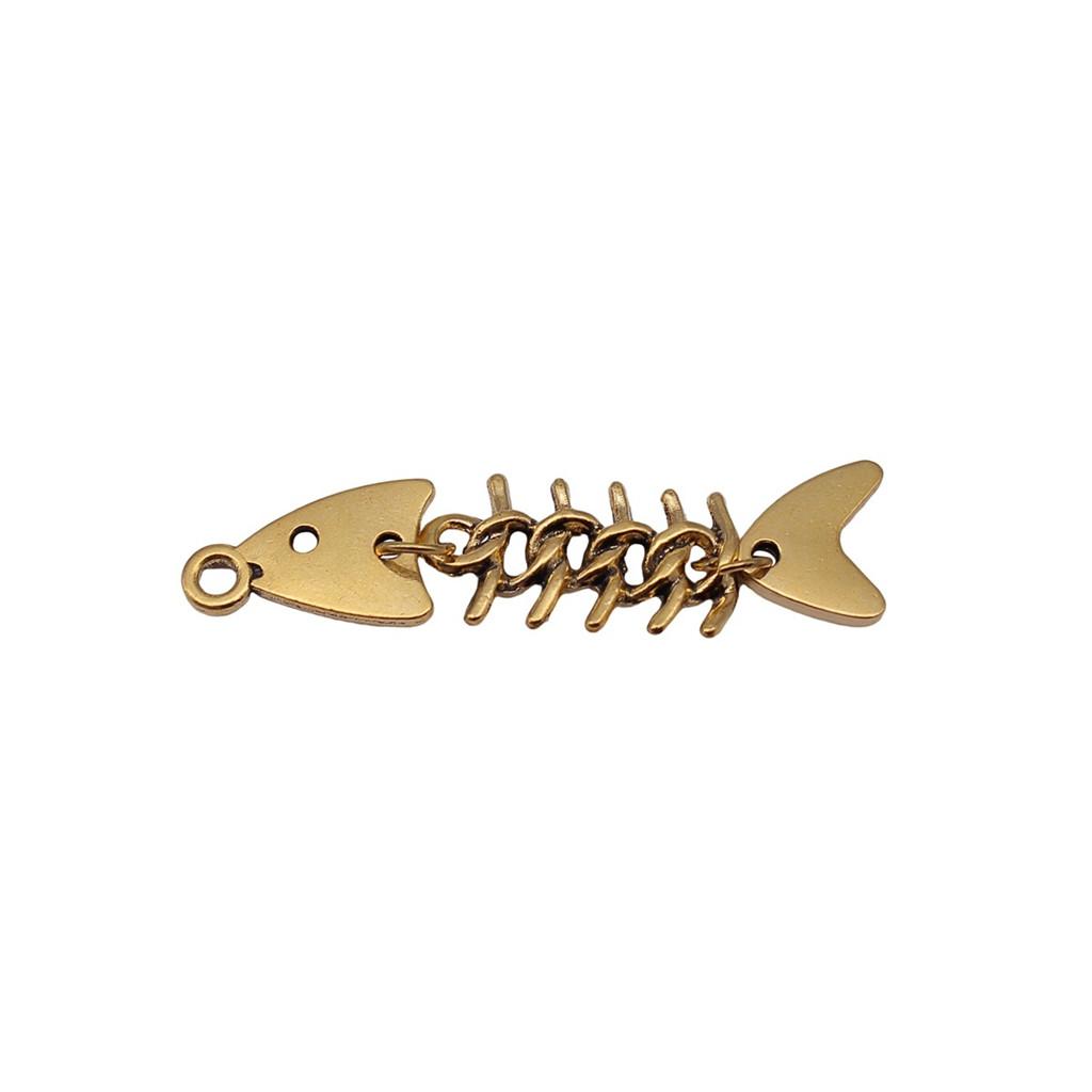 Fish Bone Charms Multi Color Alloy Pendants For Ocean Themed DIY Jewelry Accessories
