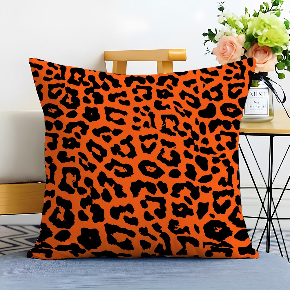 Pattern Trendy Leopard Print Texture Cushion Cover Washable Linen Pillowcase Soft For Sofa Bed Cozy Home Room Decor