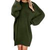 Rochie de pluș de damă, lungime mijlocie, cu mânecă lungă, cu gât rotund - Colecția Toamnă/Iarnă