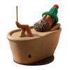 Funny Desk Accessory Lazy Bath Man Incense Burner, Resin Old Statue Stick Holder, Novelty Gift for Friends Creative Desktop Decoration with