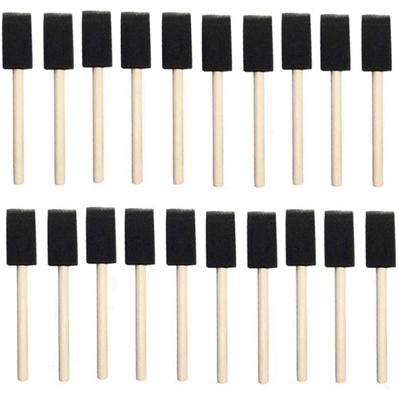 A60z180pcs Small Foam Paint Brush Sponge Foam Brush Painting Set Wood Handle 1 Inch Paint Brushes Tools Painting Setmay