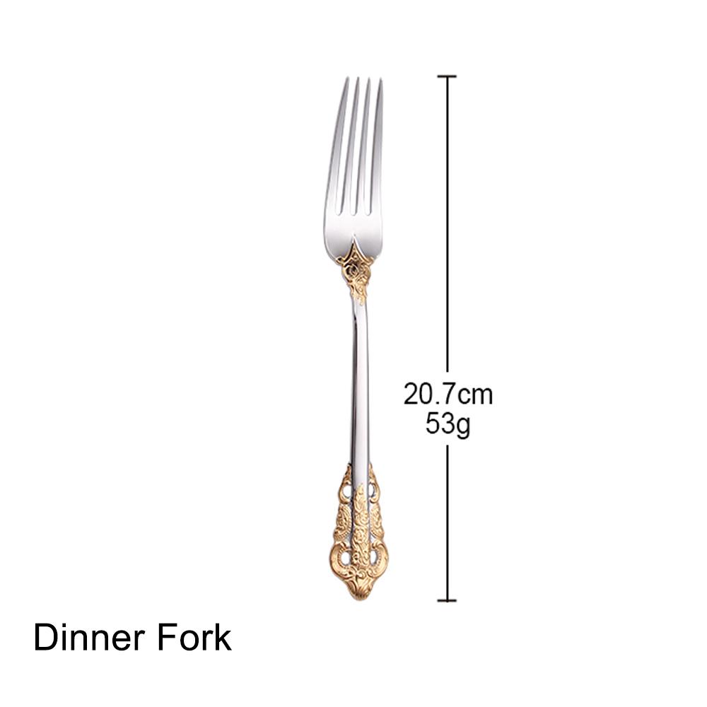 1 Pieces Luxury Gold Plated Cutlery Set Vintage Western Stainless Steel Tableware Wedding Engraving Dinnerware Knife Fork Spoon