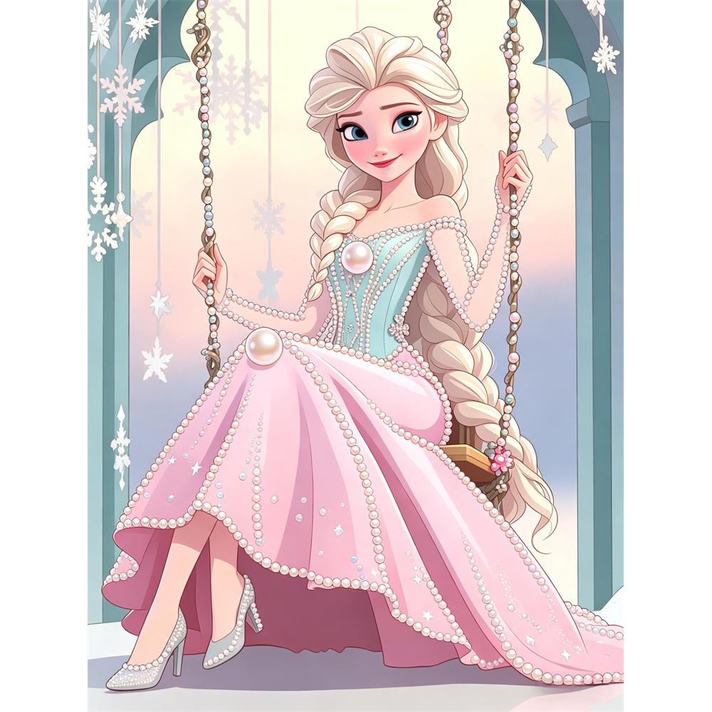 

Disney Pearl Art Princess Elsa Pink Gown Edition DIY Pearl Painting Kit Pearl Art Wall Decor Suitable for Home Office Decoration Handmade Gift. 30x40