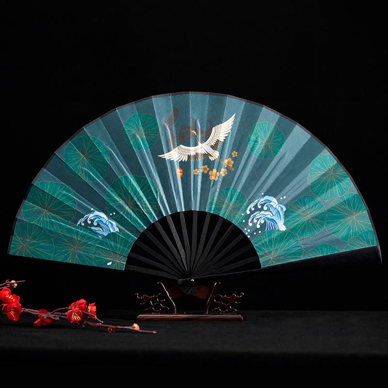 Magpie Hand Held Fan Chinese Folding Silk Fans Sexy Lace Retro Decorative Fan Hanfu Cheongsam Cosplay Japanese Home Decoration