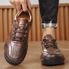 British Style Mens Casual Leather Outdoor Shoes Fashion Lace-up Single Leather Board Shoes  Soft Bottom Walking Shoe