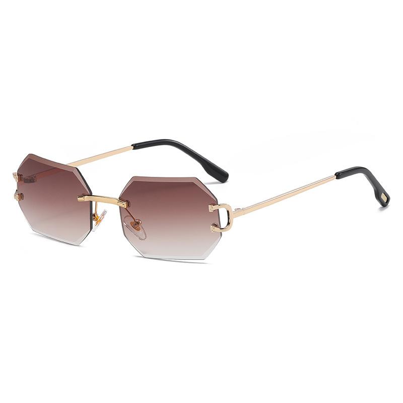 9205 Octagon Frameless Trimmed Sunglasses Women'S Street Shooting Trendy Sunglasses