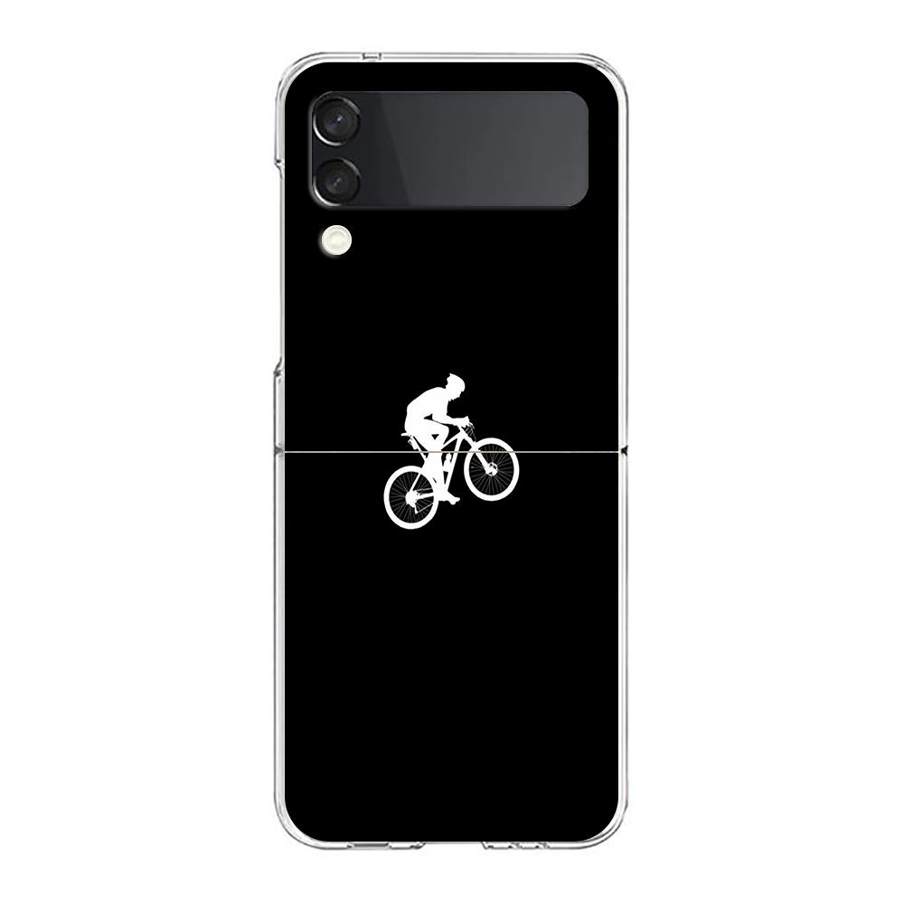 Mountain Bikes Cycling Clear Phone Case For Samsung Galaxy Z Flip 4 Case Thin High Hard PC Shell On For Galaxy Z Flip 3 5G Cover