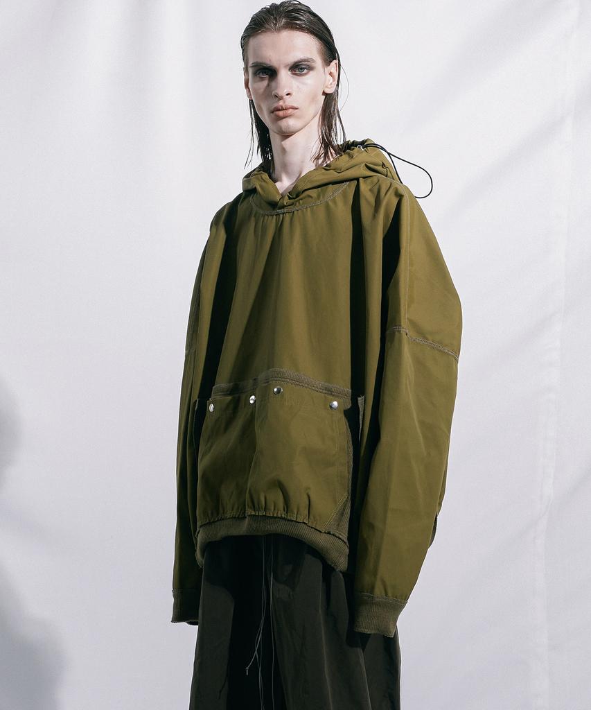 Square Cut Hoodie Khaki