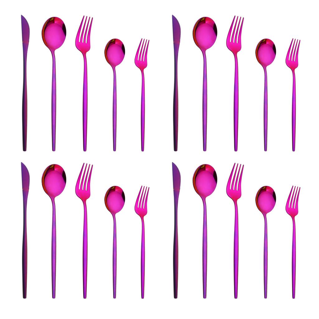 20Pcs Gold Dinnerware Set Knife Dessert Fork Spoons Cutlery Flatware High Quality Stainless Steel Silverware Kitchen Tableware