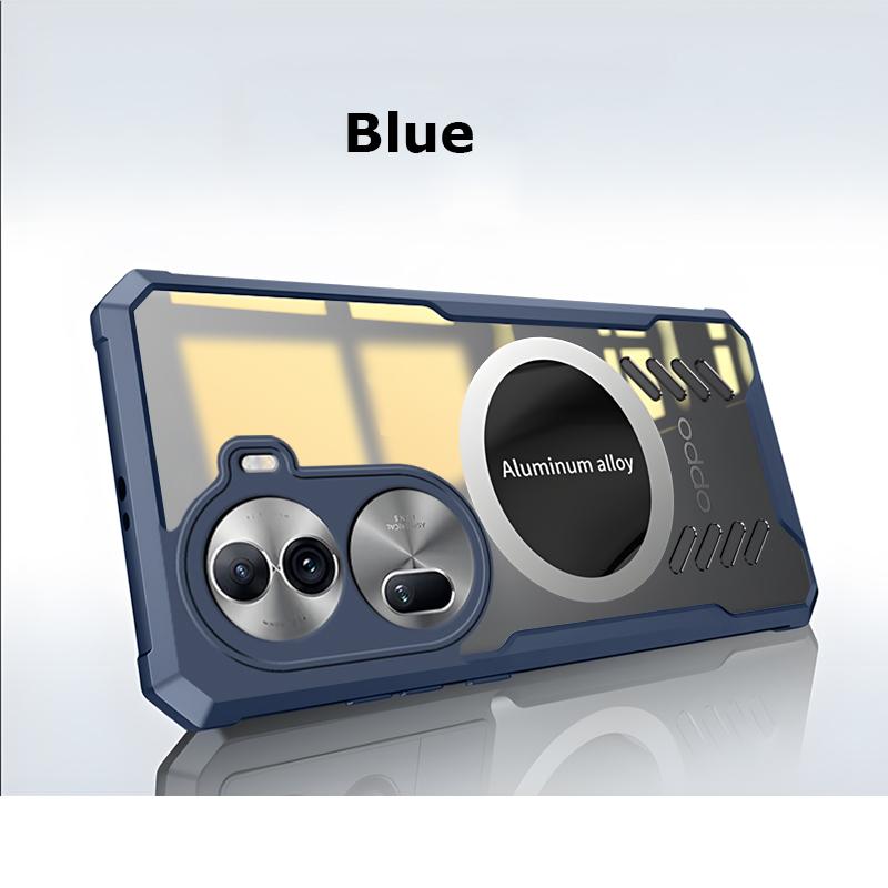 Full Cover Graphene Heat Dissipation PC Case For OPPO Reno 11 8 9 10 Pro Plus Breathable Cooling Car Mounted Magnetic Transparent Anti-Drop Back Shell