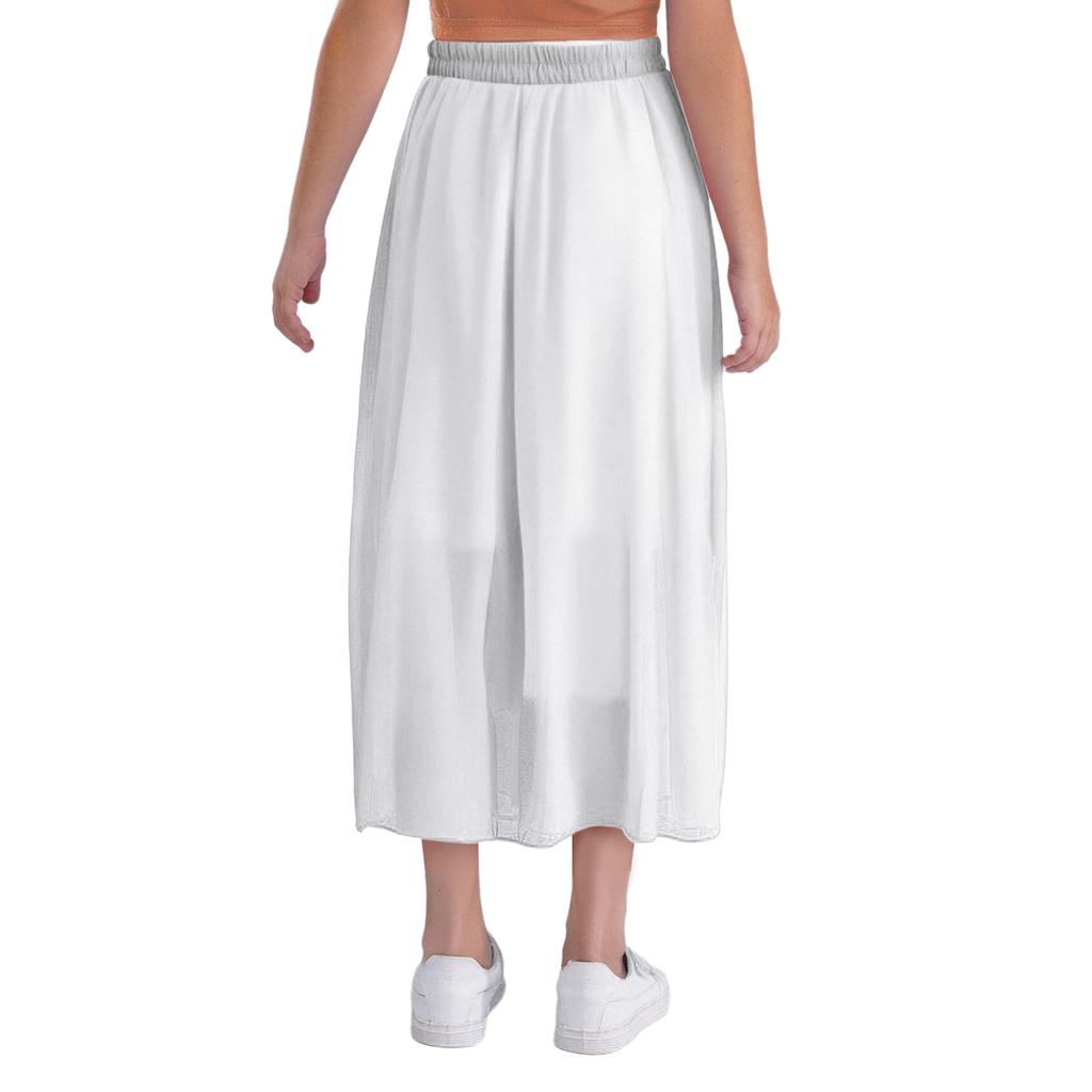 Girls 360 Degree Double Layer Dance Skirt High Waist Elastic Waistband Practice Skirt Stage Performance Skirt