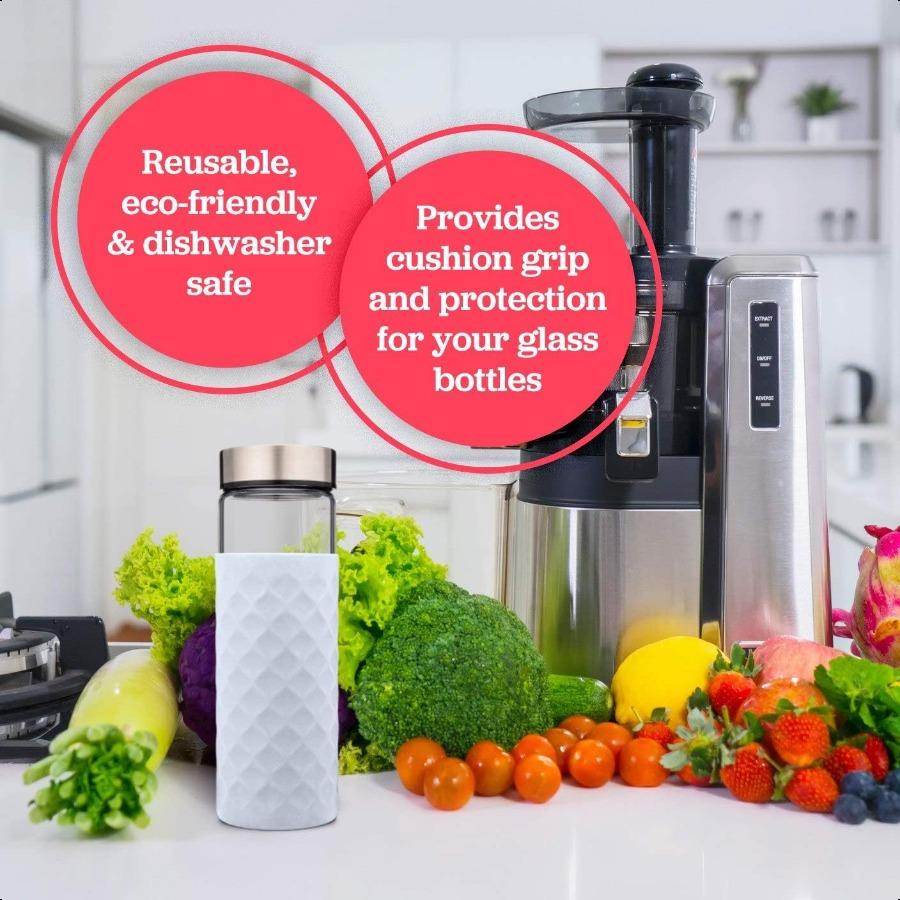 

Силиконовые чехлы для стеклянных бутылок для воды, 4 шт. защитных держателей, вместимость 16-18 унций, противоскользящая защита для емкости для напитков United States