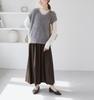 ROPE PICNIC Synthetic Leather Flared Long Brown M Skirt, (20),