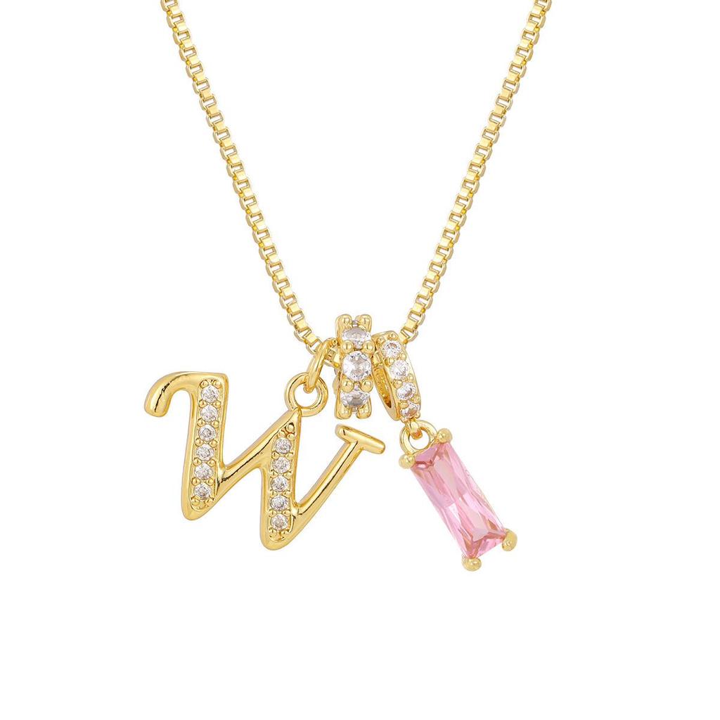 Kreuz Trend Rosa Diamant Schlüsselbein Halskette: Personalisierter 26-Buchstaben-Anhänger im Europäischen & Amerikanischen Mode-Stil