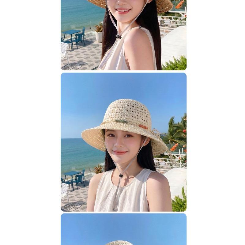 Women Summer Large Brim Sun Protection Straw Hat For Beach Vacation